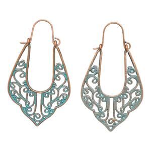 Boho Chic Turquoise Patina Copper Vintage-Chic Copper Unique Patina Earrings